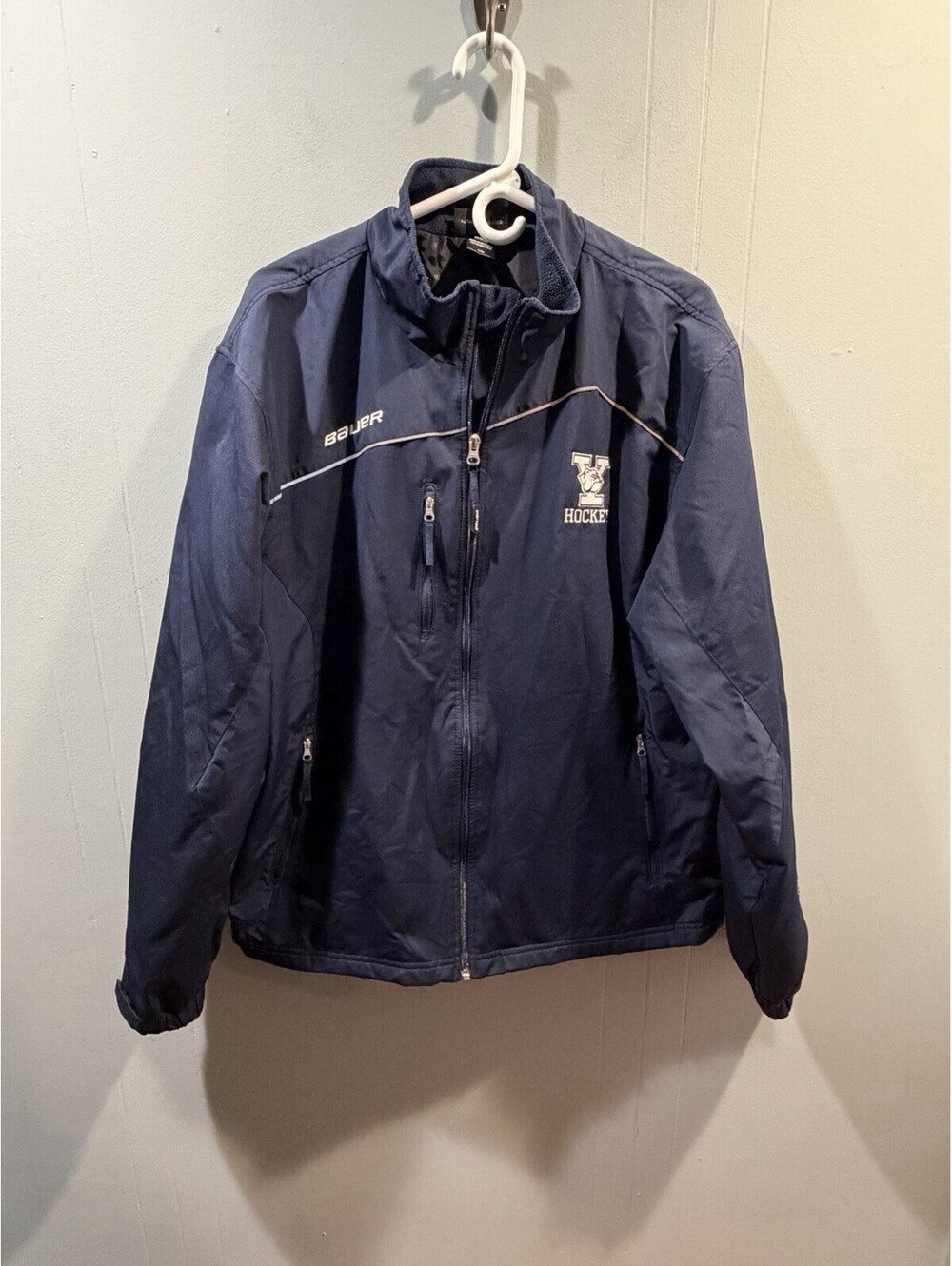 Mens Bauer Team Full Zip Jacket Size Large Blue Hockey Embroidery